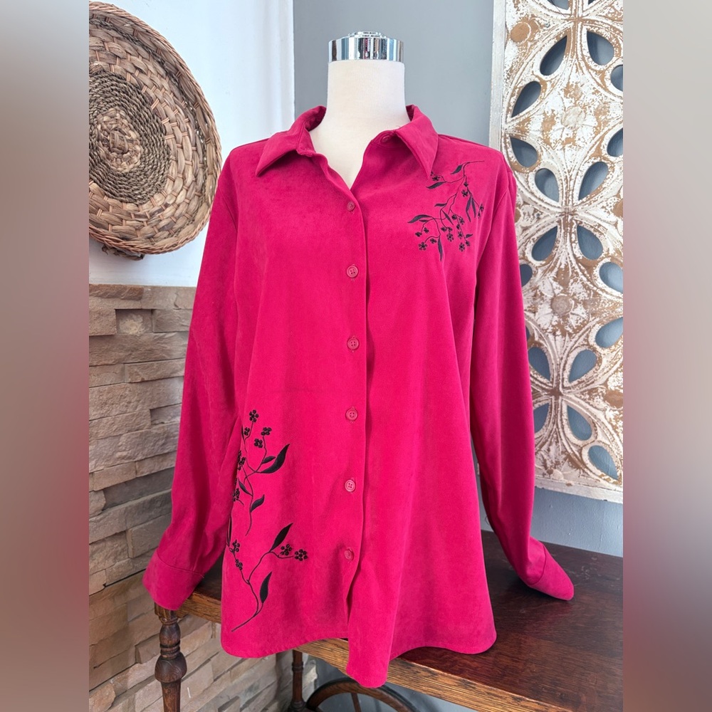 Chic Button Down Shirt with Floral embroidered Design